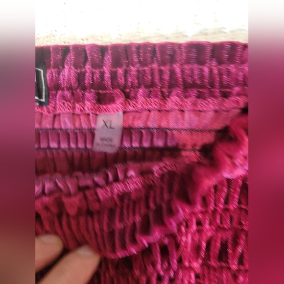 Bagatelle Velvet Burgundy Smocked Blouse - Picture 8 of 13
